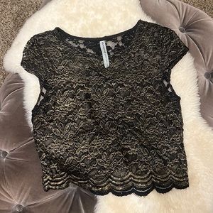 Stradivarius Gold Lace Shirt